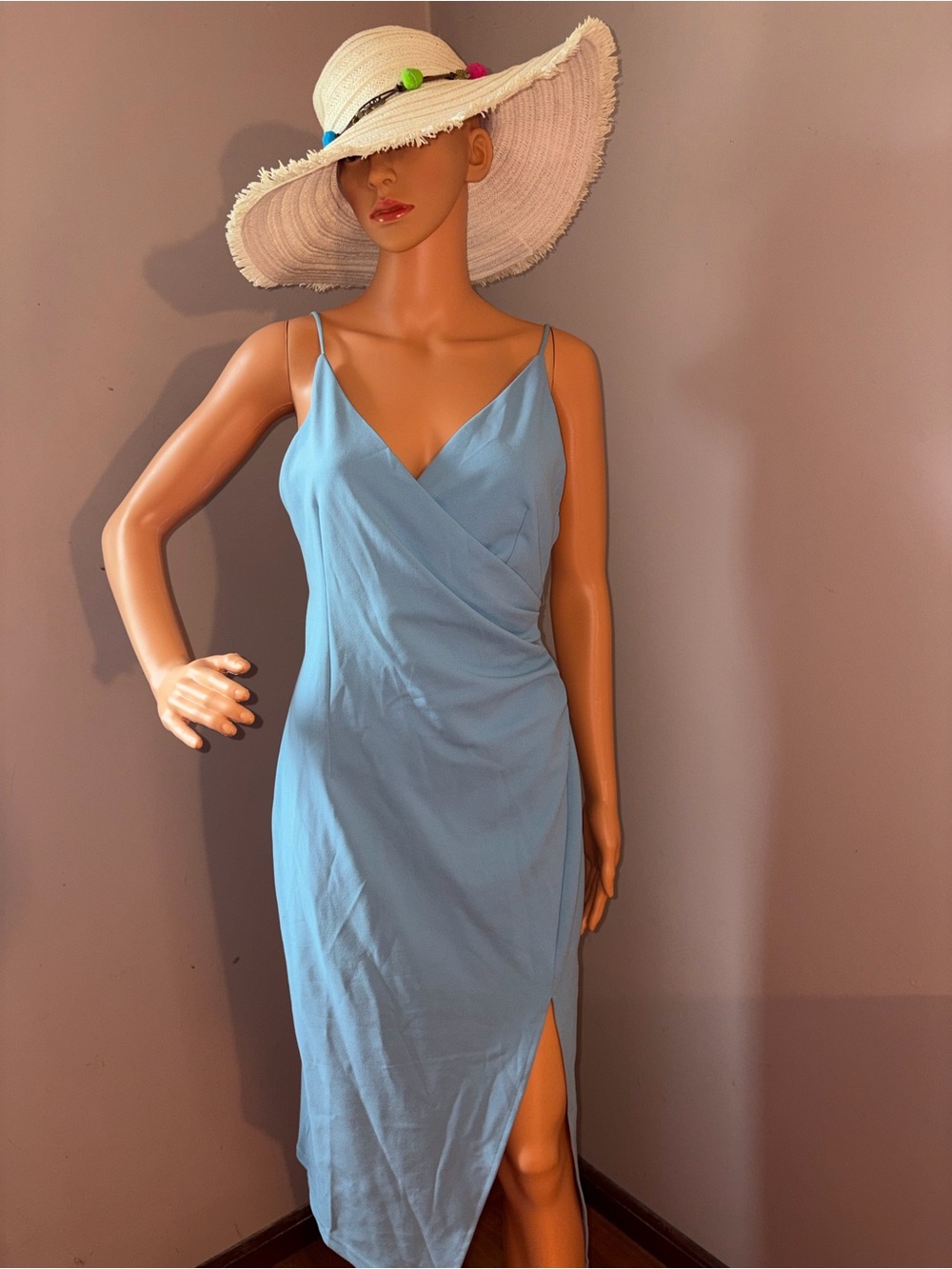 Hello Molly Sky Blue Wrap Midi Dress